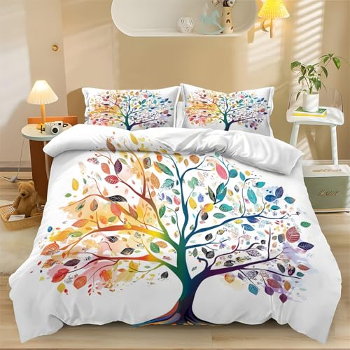 Bettwäsche Drucken Bettbezug Anmut Der Lebensbaum mit 2er Kissenbezüge 80x80 cm Bunt 3 Teilig Microfaser Bettbezug Weich und Bequem Bettwäsche Set mit Reißverschlus 135 x 200 cm Bettwäsche Drucken Bettbezug Anmut Der Lebensbaum mit 2er Kissenbezüge 80x80 cm Bunt 3 Teilig Microfaser Bettbezug Weich und Bequem Bettwäsche Set mit Reißverschlus 135 x 200 cm von Generic