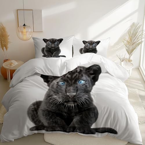 Bettwäsche Realismus Black Panther Cub Blaue Augen Waschbar Bettzeug 3teilig Bettwäsche Set 135 x 200 cm Mikrofaser mit Reißverschluss, 2 Kissenbezüge 80x80 cm Elfenbein Bettwäsche Realismus Black Panther Cub Blaue Augen Waschbar Bettzeug 3teilig Bettwäsche Set 135 x 200 cm Mikrofaser mit Reißverschluss, 2 Kissenbezüge 80x80 cm Elfenbein von Generic
