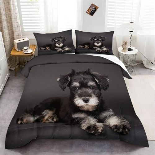 Bettwäsche Set 135 cm x 200 cm Tiere Schnauzer Weiß Schwarz, Muster Bedruckter Bettwäsche-Sets mit 2 Kissenbezug Pflegeleicht, Weicher Bettbezug mit Reißverschluss für Erwachsene Kinder Bettwäsche Set 135 cm x 200 cm Tiere Schnauzer Weiß Schwarz, Muster Bedruckter Bettwäsche-Sets mit 2 Kissenbezug Pflegeleicht, Weicher Bettbezug mit Reißverschluss für Erwachsene Kinder von Generic