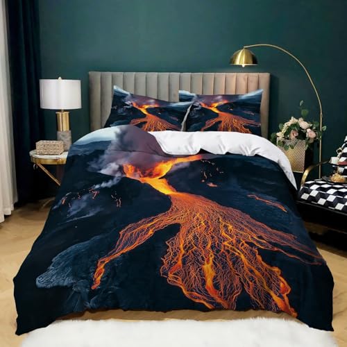 Bettwäsche Set Bunt Print Island Vulkan Landschaft Thema Bettbezug mit 2 Kissenbezug 80 x 80 cm Weiche Herbstdekoration Bettbezüge 135 x 200 cm mit Reißverschluss Schließung Bettwäsche Set Bunt Print Island Vulkan Landschaft Thema Bettbezug mit 2 Kissenbezug 80 x 80 cm Weiche Herbstdekoration Bettbezüge 135 x 200 cm mit Reißverschluss Schließung von Generic