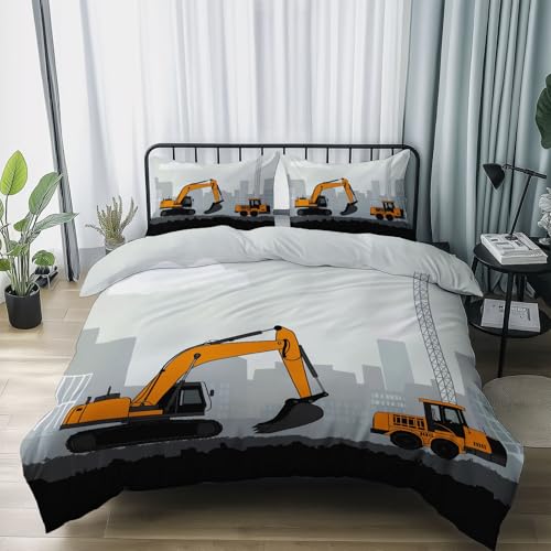 Drucken Bettwäsche Sets 3 Teilig Cartoon Baumaschinen Muster, 135 x 200 cm Reversibel Mikrofaser Bettbezug, hellgrau Bettwäsche mit Reißverschluss und 2 Kissenbezüge 80 x 80cm Drucken Bettwäsche Sets 3 Teilig Cartoon Baumaschinen Muster, 135 x 200 cm Reversibel Mikrofaser Bettbezug, hellgrau Bettwäsche mit Reißverschluss und 2 Kissenbezüge 80 x 80cm von Generic