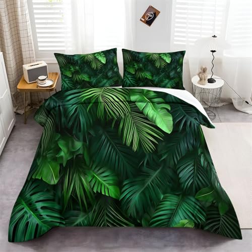 Bettwäsche Set Pflanze Tropische Blätter Schwarz Grün, Bettbezug mit Versteckter Reißverschluss und 2 Kissenbezug, Weiche Bedruckte Bettwäsche-Set für Kinder Jugendliche Erwachsene 135 cm x 200 cm Bettwäsche Set Pflanze Tropische Blätter Schwarz Grün, Bettbezug mit Versteckter Reißverschluss und 2 Kissenbezug, Weiche Bedruckte Bettwäsche-Set für Kinder Jugendliche Erwachsene 135 cm x 200 cm von Generic