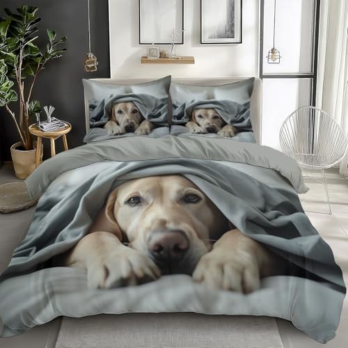 Bettwäsche Set Tier Labrador Foto Grau,Weich Und Angenehm Bügelfrei & Knitterfrei Bettbezug Set Mit 80X80 cm Kissenbezug 3Er Set Bettwasche Mit Reißverschluss 135 cm X 200 cm Bettwäsche Set Tier Labrador Foto Grau,Weich Und Angenehm Bügelfrei & Knitterfrei Bettbezug Set Mit 80X80 cm Kissenbezug 3Er Set Bettwasche Mit Reißverschluss 135 cm X 200 cm von Generic