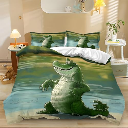 Bettbezug 135 cm X 200 cm Tiere Stehendes Krokodil Bunt – Bettwäsche Aus Mikrofaser, Strapazierfähig, Pflegeleicht, Mit Reißverschluss Und Eckbändern, 3-Teiliges Set Inkl 2 Kissenbezüge 80X80 cm Bettbezug 135 cm X 200 cm Tiere Stehendes Krokodil Bunt – Bettwäsche Aus Mikrofaser, Strapazierfähig, Pflegeleicht, Mit Reißverschluss Und Eckbändern, 3-Teiliges Set Inkl 2 Kissenbezüge 80X80 cm von Generic
