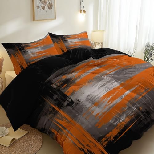 Bettwäsche-Sets 135 x 200 cm, mit Reißverschluss Maschinenwäsche, Weiche Mikrofaser Bettwäsche 3D Drucken Abstrakte Ölgemälde Grunge Texturen, für Jungen Mädchen Kinder Teenager Schwarz von Generic
