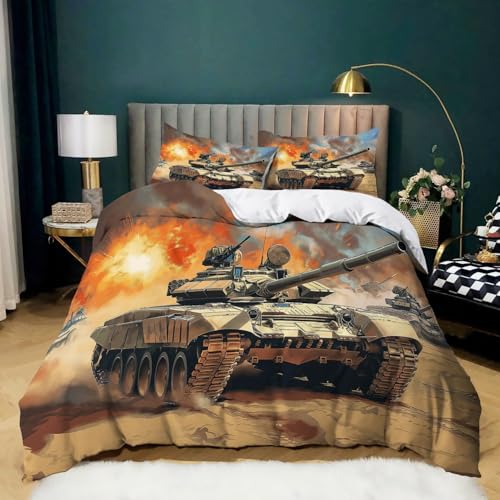 Bettwäsche Sets Armee Kampfpanzer 135 cm x 200 cm Bunt, Bettwäsche-Sets 3 Teilig mit 2 Kissenbezug, Premium Drucken Weiche Mikrofaser Bettbezüge Sets mit Reißverschluss Bettwäsche Sets Armee Kampfpanzer 135 cm x 200 cm Bunt, Bettwäsche-Sets 3 Teilig mit 2 Kissenbezug, Premium Drucken Weiche Mikrofaser Bettbezüge Sets mit Reißverschluss von Generic