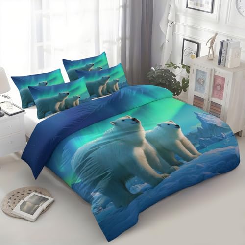 Bettwäsche-Sets Eisbär Und Jungtiere Bettwäsche 135 x 200 cm, Weiche Mikrofaser Allergiker 2 Teilig Bettbezug mit Reißverschluss für Teenager Erwachsene, Blaugrün Bettwäsche-Sets Eisbär Und Jungtiere Bettwäsche 135 x 200 cm, Weiche Mikrofaser Allergiker 2 Teilig Bettbezug mit Reißverschluss für Teenager Erwachsene, Blaugrün von Generic