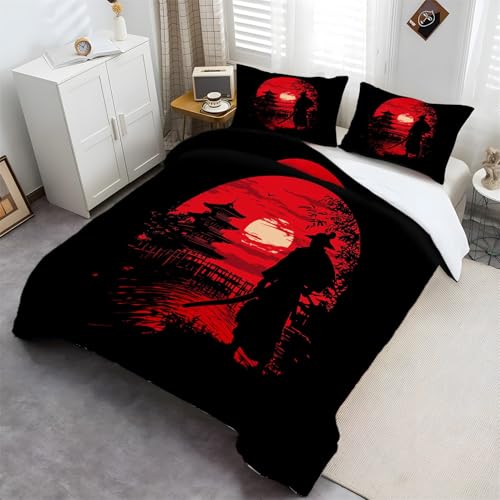 Bettwäsche Sets Schwarz Rot Bedrucktes Komplettes Bettwäsche-Set Bettbezug Mit Kissenbezügen Anime Mystischer Samurai Bettwäsche Set Für Damen Herren Kinderzimmer Gästezimmer 135 x 200 cm Bettwäsche Sets Schwarz Rot Bedrucktes Komplettes Bettwäsche-Set Bettbezug Mit Kissenbezügen Anime Mystischer Samurai Bettwäsche Set Für Damen Herren Kinderzimmer Gästezimmer 135 x 200 cm von Generic
