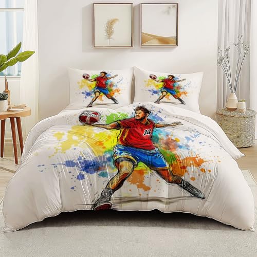 Bettwäsche Sport Handball Druck Weiß Bettbezug Weiche Mikrofaser Wende Bettbezug Set mit Reißverschluss Für Teenager Schlafzimmer Dekorativ 135 x 200 cm Bettwäsche Sport Handball Druck Weiß Bettbezug Weiche Mikrofaser Wende Bettbezug Set mit Reißverschluss Für Teenager Schlafzimmer Dekorativ 135 x 200 cm von Generic