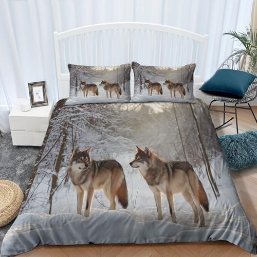 Bettbezug Tier Schneewolf Muster, 135 x 200 cm Mikrofaser Bettbezug mit Reißverschluss, Weiß Weich Bettwäsche Set mit 2 Kissenbezügen 80 x 80 cm Bettbezug Tier Schneewolf Muster, 135 x 200 cm Mikrofaser Bettbezug mit Reißverschluss, Weiß Weich Bettwäsche Set mit 2 Kissenbezügen 80 x 80 cm von Generic