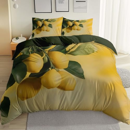Bettwäsche Zitrone Zweig Frisch 3D-Digitaldruck Bettwäsche-Sets Und 2 Kissenbezug 80 X 80 cm Gelb Grün Wendebettwäsche, Weiche Mikrofaser Mit Reißverschluss 135 cm X 200 cm Bettwäsche Zitrone Zweig Frisch 3D-Digitaldruck Bettwäsche-Sets Und 2 Kissenbezug 80 X 80 cm Gelb Grün Wendebettwäsche, Weiche Mikrofaser Mit Reißverschluss 135 cm X 200 cm von Generic