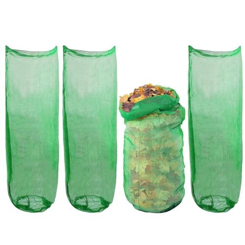 Beutel für Grünabfälle, 4 Stück, große Müllsäcke für Rasen und Blätter, Reinigungswerkzeug für Garten, Behälter, Abfälle für Terrasse, Balkon, Rasen, Auffahrt von Generic