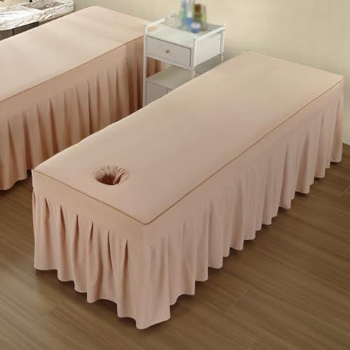 Bezug Weiches Atmungsaktiv Massagebett Bezug für Massageliege mit Loch Waschbare Beauty Bettbezug Elastisches Massagetische für Spa, Schönheits Camel 180x60cm(S) von Generic