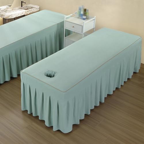Bezug Weiches Atmungsaktiv Massagebett Bezug für Massageliege mit Loch Waschbare Beauty Bettbezug Elastisches Massagetische für Spa, Schönheits Green 180x60cm(S) von Generic
