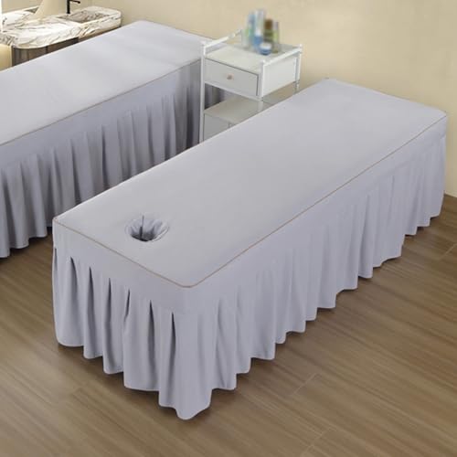 Bezug Weiches Atmungsaktiv Massagebett Bezug für Massageliege mit Loch Waschbare Beauty Bettbezug Elastisches Massagetische für Spa, Schönheits Light Grey 180x70cm(S) von Generic