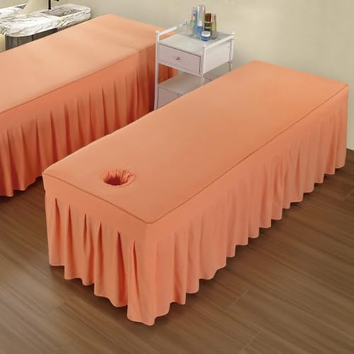 Bezug Weiches Atmungsaktiv Massagebett Bezug für Massageliege mit Loch Waschbare Beauty Bettbezug Elastisches Massagetische für Spa, Schönheits Orange 180x70cm(S) von Generic