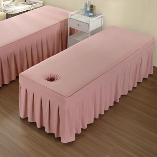 Bezug Weiches Atmungsaktiv Massagebett Bezug für Massageliege mit Loch Waschbare Beauty Bettbezug Elastisches Massagetische für Spa, Schönheits Pink 180x60cm(R) von Generic