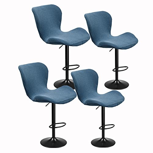 Bezug für drehbare Barhocker mit Rückenlehne, dehnbar, 2er-/4er-Set, geschwungener Barhockerbezug für die Küche, hoher Bar-/Thekenstuhlbezug (groß, 4 Stück) von Generic