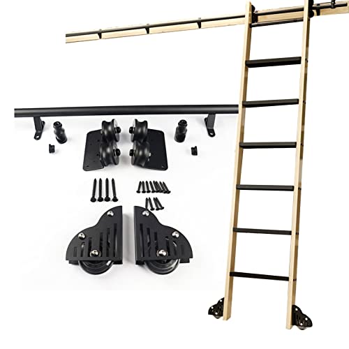 Bibliotheks-Schiebeleiter-Hardware-Kit, Schiebe-Hardware Roll Bibliothek Kit Leiter Schiene Track für Bücherregal Lager Bar Schrank Set Mobile Roller Bibliotheks-Schiebeleiter-Hardware-Kit, Schiebe-Hardware Roll Bibliothek Kit Leiter Schiene Track für Bücherregal Lager Bar Schrank Set Mobile Roller von Generic