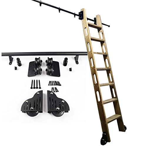 Bibliotheks-Schiebeleiter-Hardware-Kit, Schiebe-Hardware Rolling Library Kit Leiter Schienenschiene Heavy Duty Slide für Bücherregal Lager Bar Schrank Bibliotheks-Schiebeleiter-Hardware-Kit, Schiebe-Hardware Rolling Library Kit Leiter Schienenschiene Heavy Duty Slide für Bücherregal Lager Bar Schrank von Generic