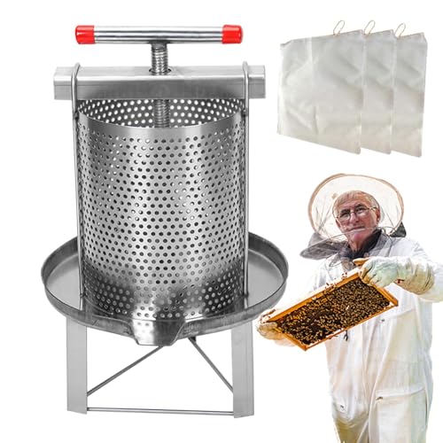 Bienenhonig-Extraktor, manuelle Honigpresse Chinesische -Honigpresse Honigfilter mit 3 Filtern Honigextraktor Imkerei Ausrüstung Kleine Haushalt Mesh Wachs Presse Zucker Entsafter von Generic
