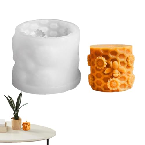Bienenzylinderform, Harz mit Kombination aus Honig und Harz, Silikon-Seifenform, 3D-Zylinderkerzenform, , Art Release, Dekoration für Zuhause für Süßigkeiten von Generic
