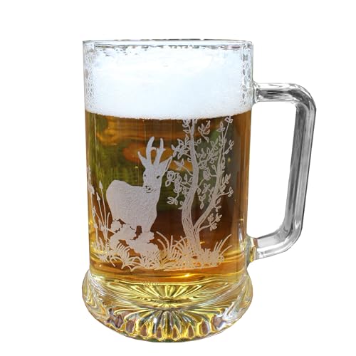 Bierglas | Bierkrug mit Gravur Reh im Wald | Jagdmotiv | für Jäger | Wildhüter von Generic