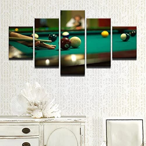 Bilder 5 Teilig Wanddekoration Leinwandbilder Kunstdrucke Leinwand Pool-Billard-Unterhaltung 5 Teilig Kunstdruck Modern Wandbilder Fünf Creative Geschenk Kunstwerk 200×100 Cm -0E2I+Y6W von Generic
