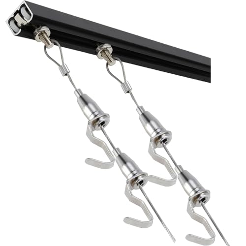 Bilderleiste Bilderaufhängeschnur, Hartwand-Bilderhaken Mit 40 48 60 100 160 180 200 Cm Schienenschiene For Bilderrahmen/Blumentöpfe, Kunsthaken(Schwarz,80cm/2.6ft rail) von Generic