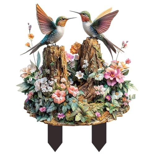 Birds Garden Stage – Vogelfutter aus Acryl, flacher Garteneinsatz | leichtes Dekoschild mit buntem Design, künstlerischer Erdspieß für Pflanzgefäße Birds Garden Stage – Vogelfutter aus Acryl, flacher Garteneinsatz | leichtes Dekoschild mit buntem Design, künstlerischer Erdspieß für Pflanzgefäße von Generic