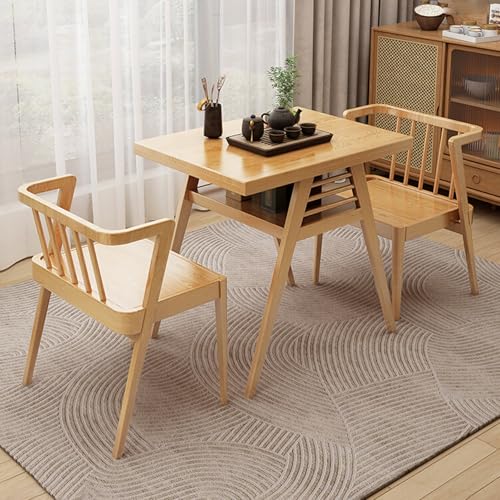 Bistrotisch und Stühle 2er-Set, Kleines Stapeltisch-Stuhl-Set aus Holz, Satztisch-Stuhl-Set for Taverne, Balkon, Esszimmer, Innenbereich, Garten von Generic