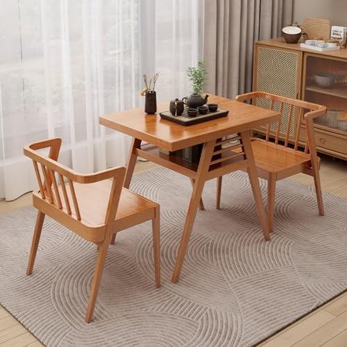 Bistrotisch und Stühle 2er-Set, Kleines Stapeltisch-Stuhl-Set aus Holz, Satztisch-Stuhl-Set for Taverne, Balkon, Esszimmer, Innenbereich, Garten von Generic