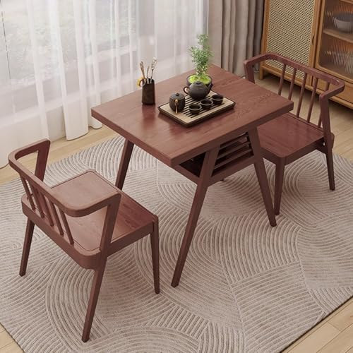 Bistrotisch und Stühle 2er-Set, Kleines Stapeltisch-Stuhl-Set aus Holz, Satztisch-Stuhl-Set for Taverne, Balkon, Esszimmer, Innenbereich, Garten von Generic