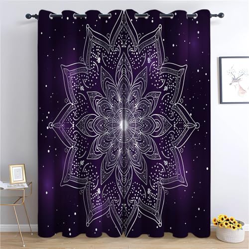 Blackout Vorhänge 150x166 cm Verdunkelung Vorhang Mit Ösen, Mandala Muster Textur Vorhang Lila Weich Polyester Vorhänge für Wohnzimmer Schlafzimmer und Kinderzimmer Dekorieren Blackout Vorhänge 150x166 cm Verdunkelung Vorhang Mit Ösen, Mandala Muster Textur Vorhang Lila Weich Polyester Vorhänge für Wohnzimmer Schlafzimmer und Kinderzimmer Dekorieren von Generic