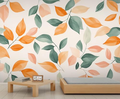 Blätter Tapete Natur Wohnzimmertapete Bunte Blätter Wandbilder für Schlafzimmer Herbst Akzent Tapete Wandbild für Kinderzimmer Wohnzimmer 500 X 350 cm von Generic