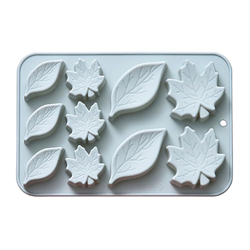 Blatt Silikon Herbst Silikon Kuchenform Herbst Ahornblatt Thanksgiving Herbst Motivform für Halloween Schokolade Candy Cupcake Topper Resin Seife Kerze (Grey, 21.4X14.2X1.9cm) von Generic