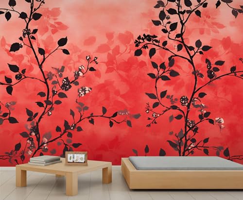 Blatt Tapete Abstrakte Blumen Mädchenzimmertapete Rote Wandtapete Naturtapete für Wohnzimmer Schlafzimmer Wandbild 390X260cm Blatt Tapete Abstrakte Blumen Mädchenzimmertapete Rote Wandtapete Naturtapete für Wohnzimmer Schlafzimmer Wandbild 390X260cm von Generic