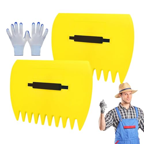 Blattspitzen, Laubrechen - Wiederverwendbare Handrake mit Handschuhen | Multifunktionale Grasclips, Gartenreinigungswerkzeug für Rasen, Müll von Generic