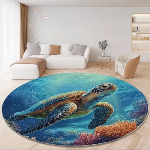 Blau Teppich Rund 180 cm Natur Schildkröten Korallen Moderner rutschfest Teppiche Wohnzimmer Runder Waschbar Rund Teppiche Kurzflor Weich Runder Teppich for Wohnzimmer Schlafzimmer Kinderzimmer Blau Teppich Rund 180 cm Natur Schildkröten Korallen Moderner rutschfest Teppiche Wohnzimmer Runder Waschbar Rund Teppiche Kurzflor Weich Runder Teppich for Wohnzimmer Schlafzimmer Kinderzimmer von Generic