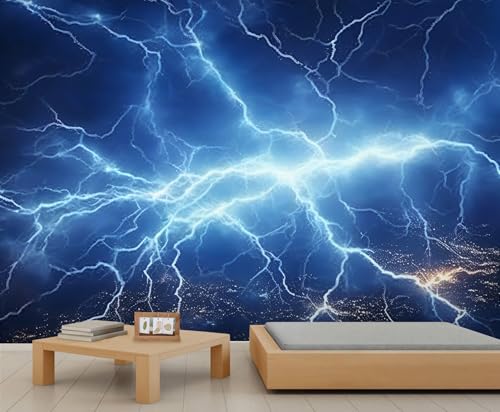 Blau Weiße Blitz Wandtapete Tiefblauer Himmel Gewitter Blitzlandschaft Jungentapete Naturtapete für Kinderzimmer Schlafzimmer Wohnzimmer Wandposter 350 X 256 cm Blau Weiße Blitz Wandtapete Tiefblauer Himmel Gewitter Blitzlandschaft Jungentapete Naturtapete für Kinderzimmer Schlafzimmer Wohnzimmer Wandposter 350 X 256 cm von Generic