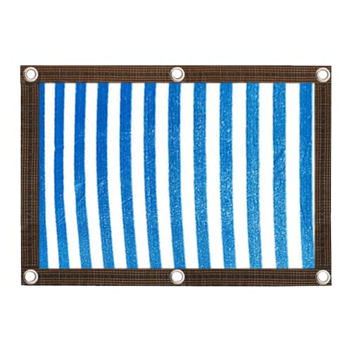 Blau-weißer Streifen Schattiernetz,90% Zaunblende Schattierungsnetz Außen Schattennetz HDPE Sonnenschutznetz Garten Beschattungsnetz,2X4m 3X8m 4X12m 6X11m 7X9m (Color : Blue and White Stripe, Size : von Generic