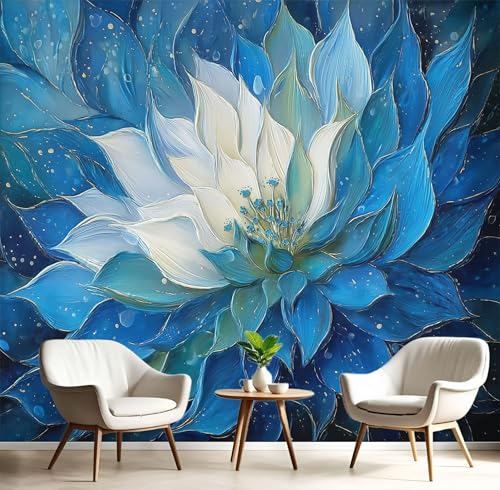 Blauer Lotus Tapete Selbstklebende Tapete Blumen-Ölgemälde Mustertapete Blau Tapeten Wohnzimmer Muster Möbelfolie Schlafzimmer Flur Wand Dekoration 450X315Cm Blauer Lotus Tapete Selbstklebende Tapete Blumen-Ölgemälde Mustertapete Blau Tapeten Wohnzimmer Muster Möbelfolie Schlafzimmer Flur Wand Dekoration 450X315Cm von Generic