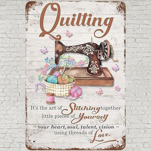 Blechschild Quilting Sewing Room - Es Ist Das Zusammennähen Kleiner Teile Von Sich Selbst Schild Lustige Wanddekoration Für Innenbereich Heimdekoration Büro Draußen S von Generic