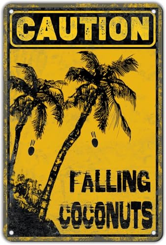 Blechschild Vorsicht Kokosnüsse Vorsicht Fallende Kokosnüsse Warnung Metallschild Lustige Poster Wetterfestes Poster Für Garten Garagen Office 20X30cm von Generic