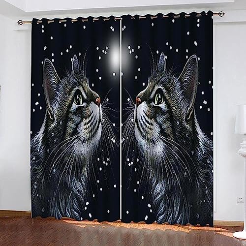 Blickdicht Vorhang Wärmeisolierender - Sternenhimmel Tier Katze - Junge Mit Mädchen Schlafzimmer Wohnzimmer Kinderzimmer Esszimmer - 3D Digitaldruck Blickdicht Vorhang Wärmeisolierender - Sternenhimmel Tier Katze - Junge Mit Mädchen Schlafzimmer Wohnzimmer Kinderzimmer Esszimmer - 3D Digitaldruck von Generic
