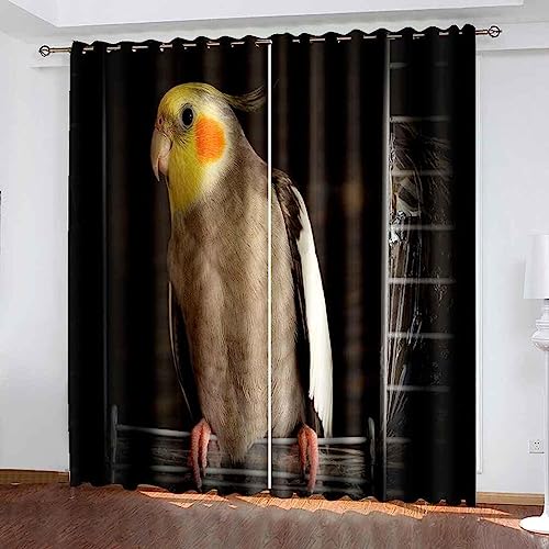 Blickdichte Gardinen Verdunkelungsvorhang - Tierischer Papagei - Lichtundurchlässige Vorhang Mit Ösen 3D Gedruckt Polyester Vorhänge Für Schlafzimme von Generic