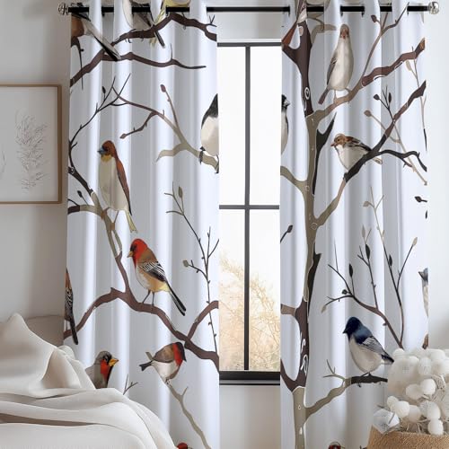 Blickdichte Vorhänge Drucken mit Ösen Wohnzimmer Gardinen Einfache Zweige Vögel Muster Ösenvorhang Thermovorhang für Schlafzimmer 2er Pack Modern Schlafzimmer Gardine H 245 x B 150 cm Bunt Blickdichte Vorhänge Drucken mit Ösen Wohnzimmer Gardinen Einfache Zweige Vögel Muster Ösenvorhang Thermovorhang für Schlafzimmer 2er Pack Modern Schlafzimmer Gardine H 245 x B 150 cm Bunt von Generic