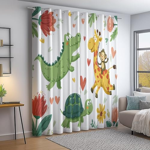 Blickdichte Vorhänge mit Ösen 2er Set H240×B132 cm - Cartoon Niedlich Tier Blume Muster Bedruckte Vorhänge - für Wohnzimmer/Schlafzimmer Bunt Verdunkelungsvorhang Blickdichte Vorhänge mit Ösen 2er Set H240×B132 cm - Cartoon Niedlich Tier Blume Muster Bedruckte Vorhänge - für Wohnzimmer/Schlafzimmer Bunt Verdunkelungsvorhang von Generic