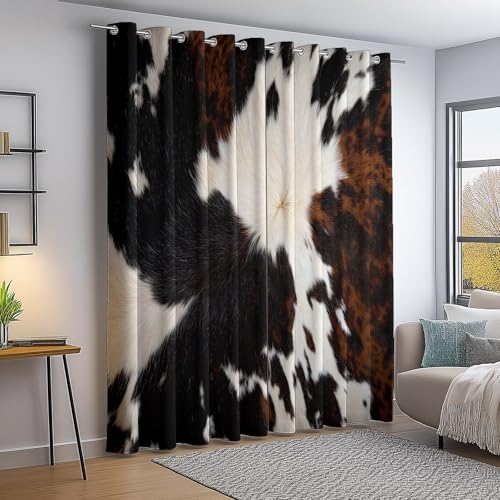 Blickdichte Vorhänge mit Ösen 2er Set H245×B145 cm - Tierdruck Kuhfell Textur Muster Bedruckte Vorhänge - für Wohnzimmer/Schlafzimmer Farbe Verdunkelungsvorhang von Generic