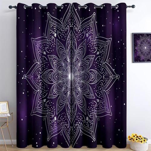 Blickdichte Vorhänge mit Ösen Gardinen 2er Pack H 245 x B 150 cm Kälteschutz Winter Verdunkelungsvorhang Linienstern-Mandala, Ösenvorhange für Schlafzimmer Wohnzimmer Kinderzimmer, Lila Blickdichte Vorhänge mit Ösen Gardinen 2er Pack H 245 x B 150 cm Kälteschutz Winter Verdunkelungsvorhang Linienstern-Mandala, Ösenvorhange für Schlafzimmer Wohnzimmer Kinderzimmer, Lila von Generic